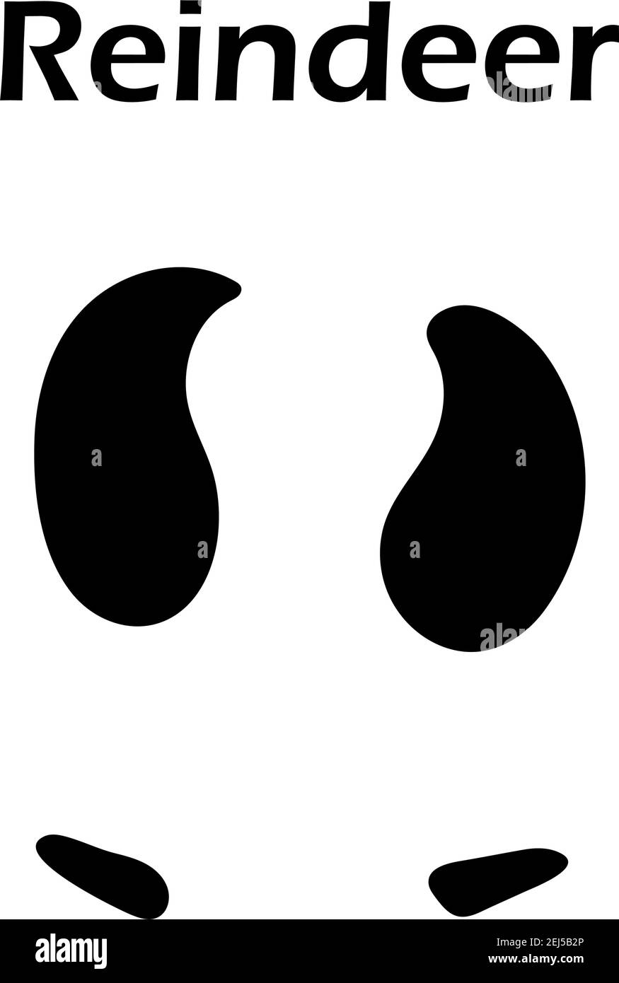 Reindeer Footprint. Black Silhouette Design. Vector Illustration. Stock Vector