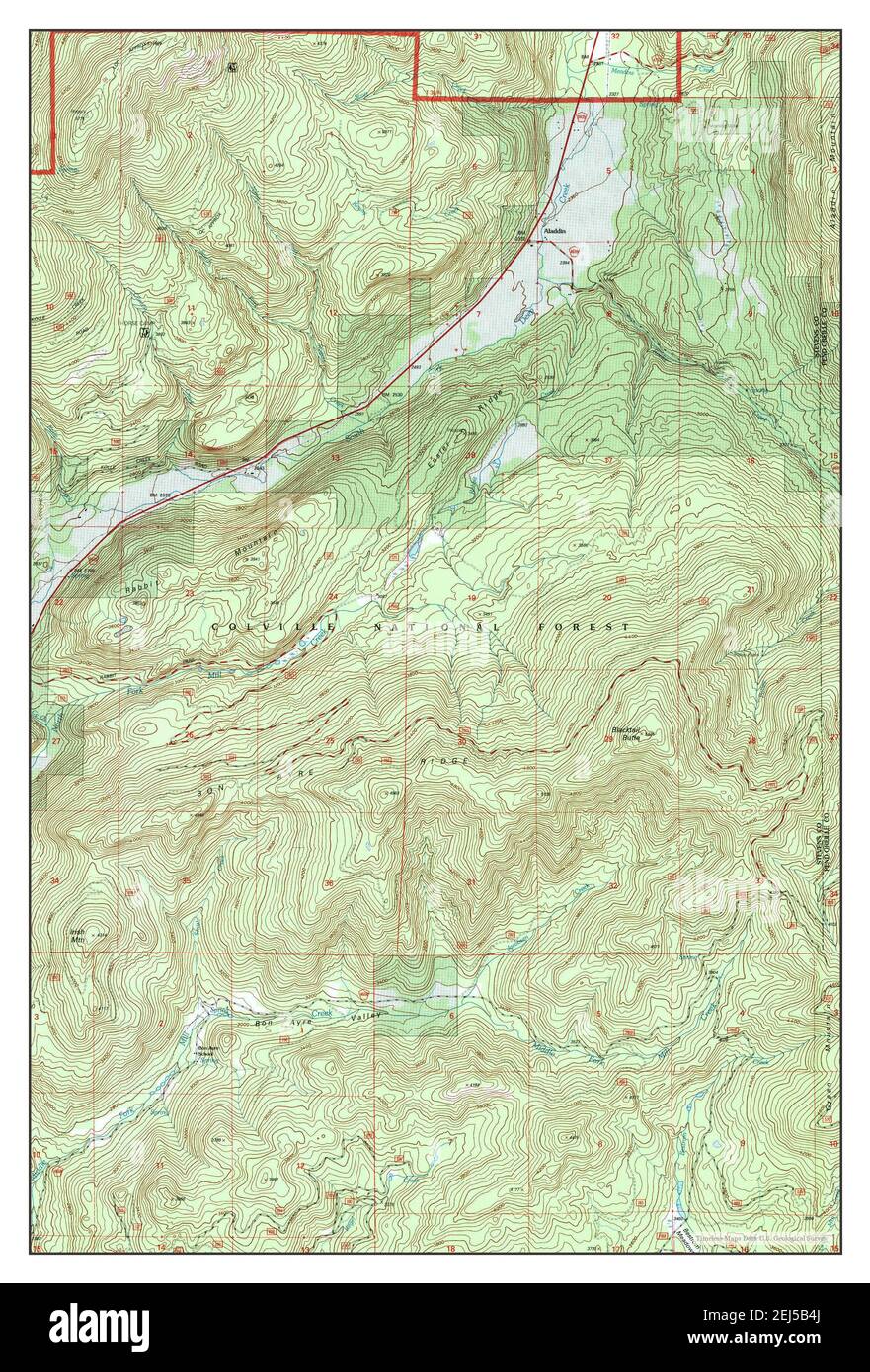 Aladdin, Washington, map 1992, 1:24000, United States of America by Timeless Maps, data U.S. Geological Survey Stock Photo