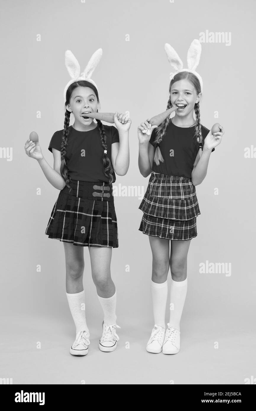 Culture and customs concept. Celebrate Easter with school friends