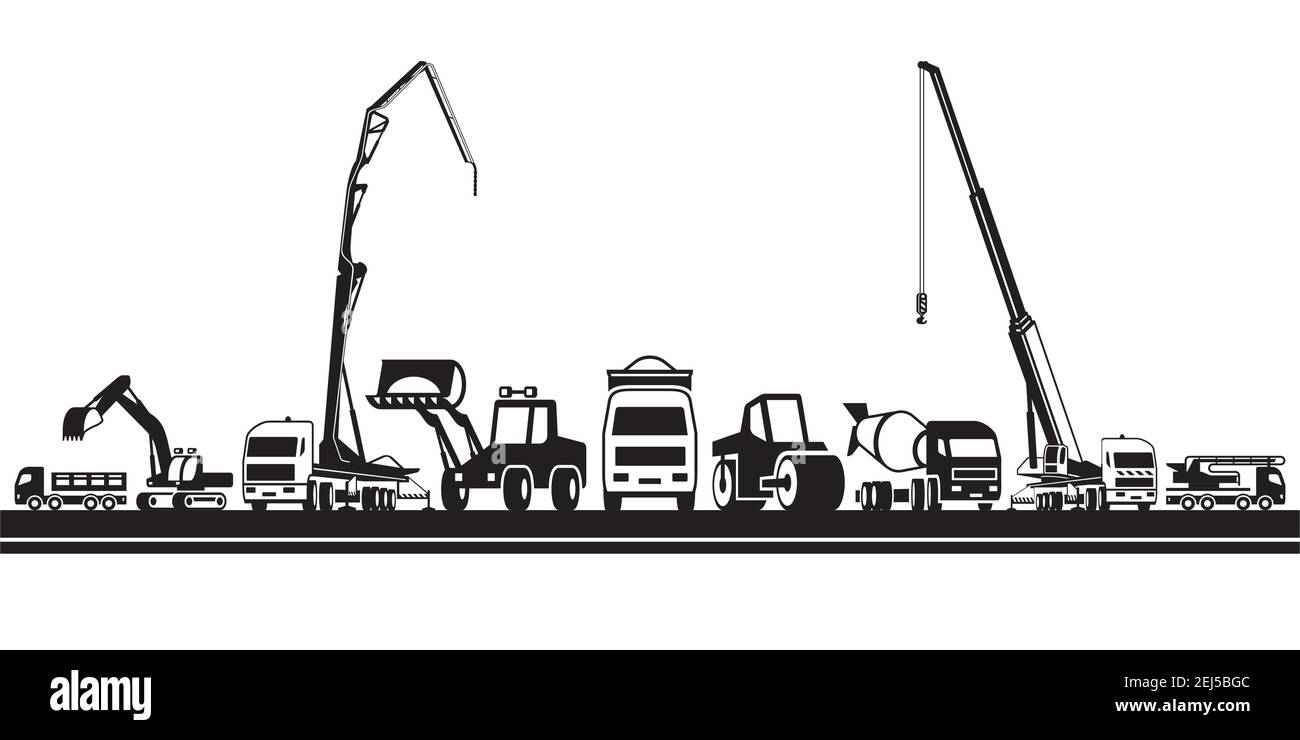 Heavy construction machinery – vector illustration Stock Vector