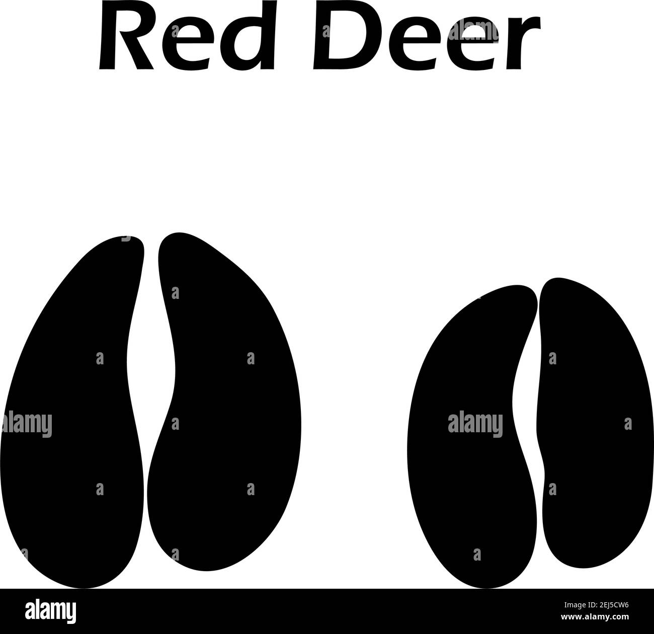 Red Deer Footprint. Black Silhouette Design. Vector Illustration. Stock Vector