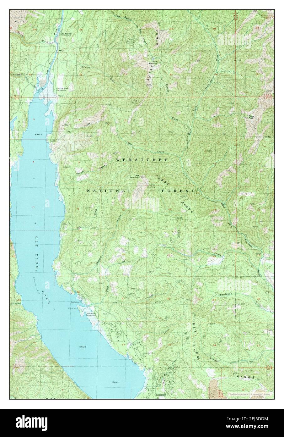 Cle Elum Lake, Washington, map 1989, 124000, United States of America
