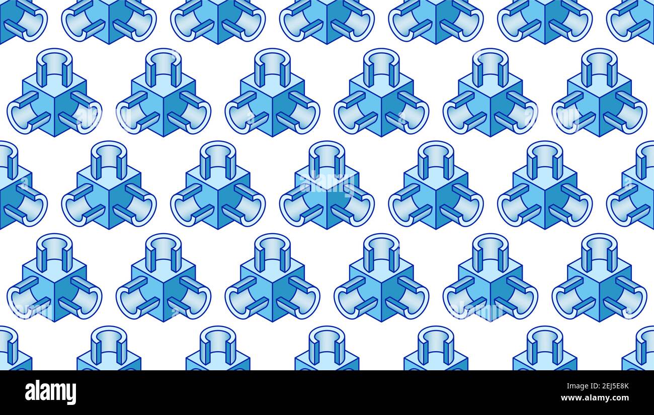 Seamless pattern of abstract tee pipe fitting in section Stock Vector