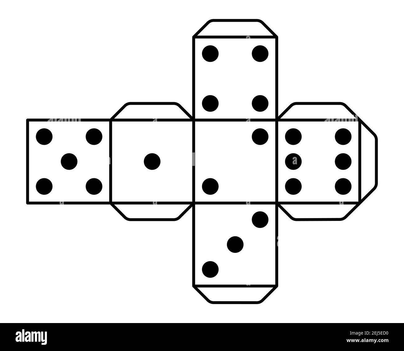 Illustration of the game dice template model Stock Vector