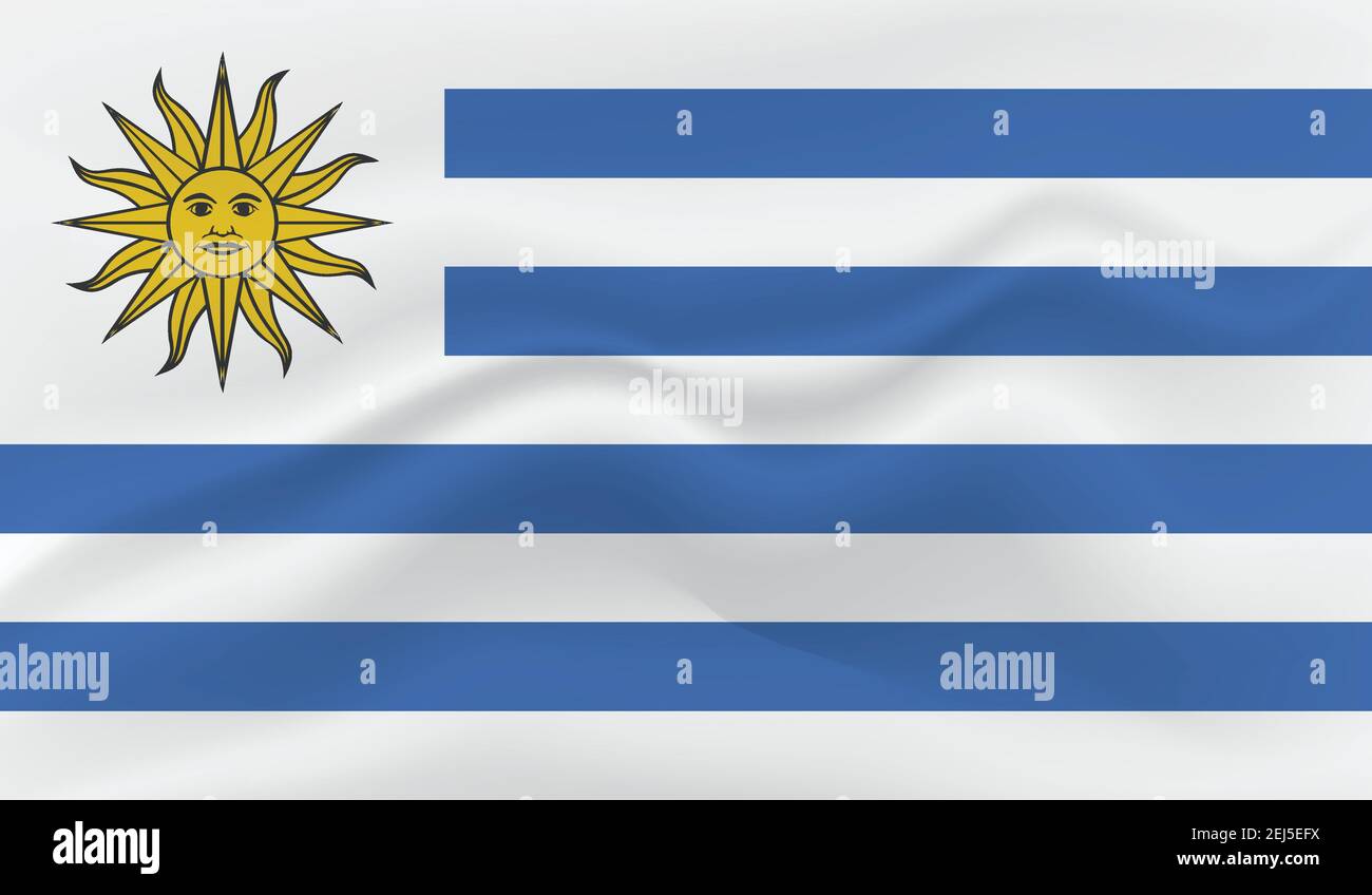 Uruguay flag with waving grunge texture. Vector background. Stock Vector