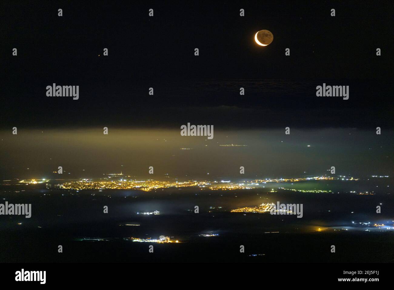 Night views from the Mont Caro summit (highest peak of Tarragona ...
