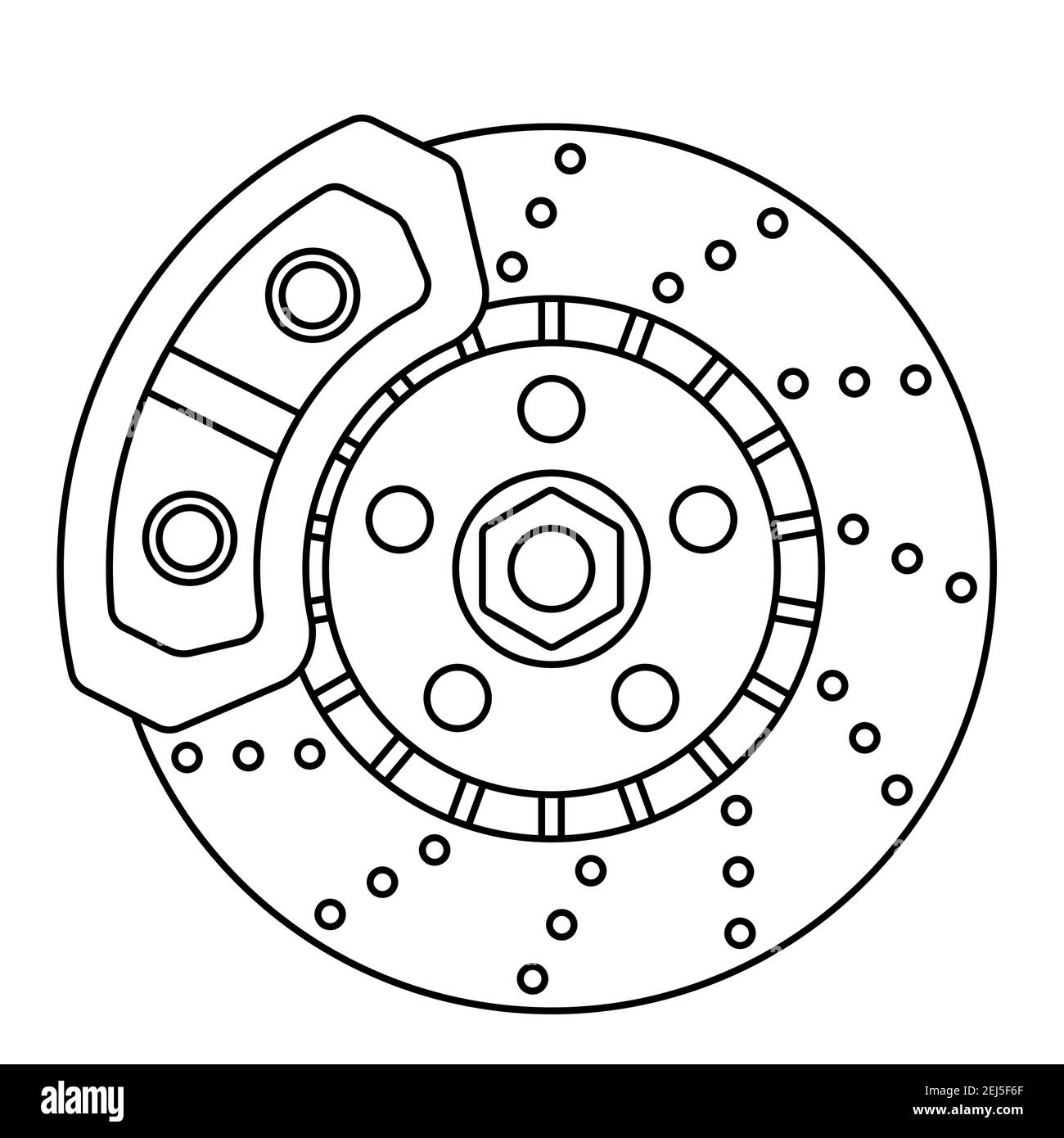 Illustration of disk brake unit of brake-gear system Stock Vector