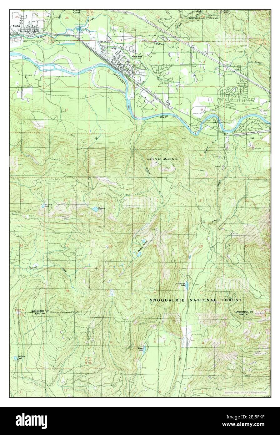 Gold Bar, Washington, map 1989, 124000, United States of America by