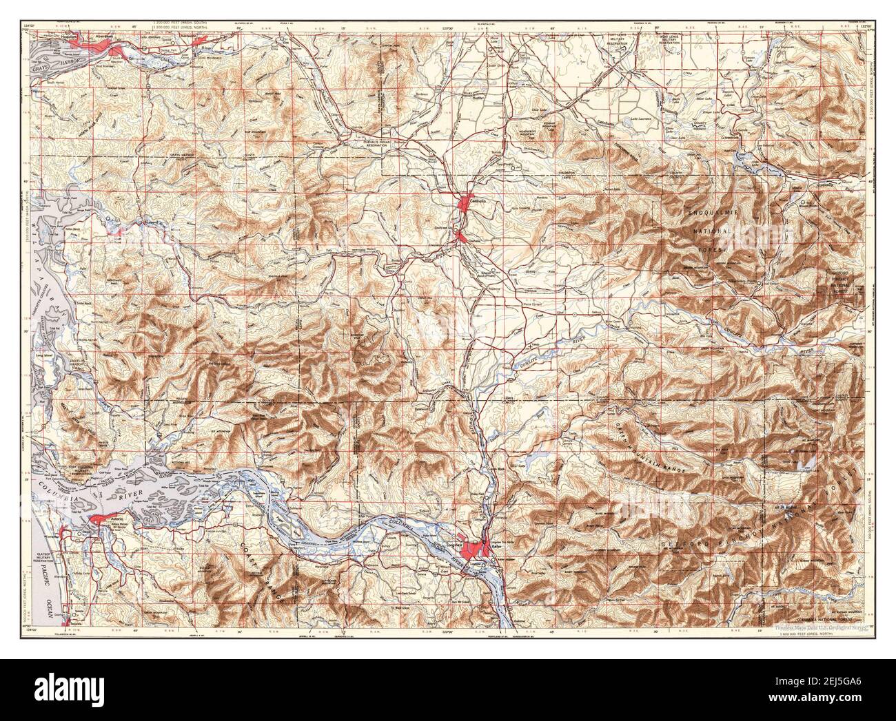 Hoquiam, Washington, map 1953, 1:250000, United States of America by Timeless Maps, data U.S. Geological Survey Stock Photo