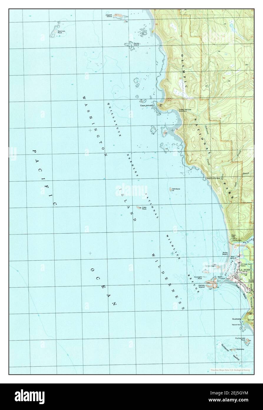 La Push, Washington, map 1982, 1:24000, United States of America by Timeless Maps, data U.S. Geological Survey Stock Photo