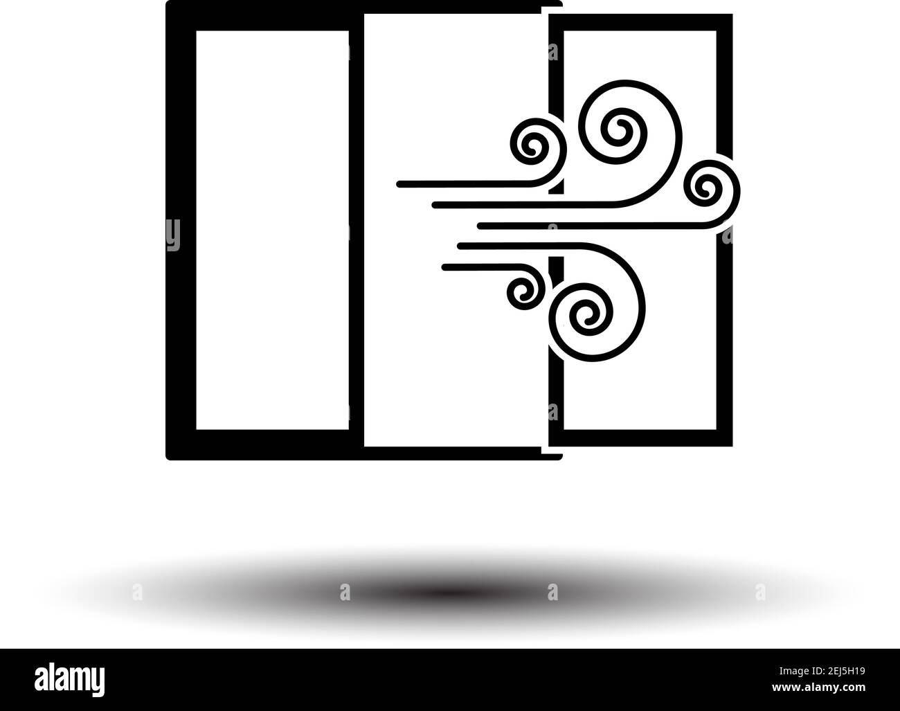 Room Ventilation Icon. Black on White Background With Shadow. Vector Illustration. Stock Vector