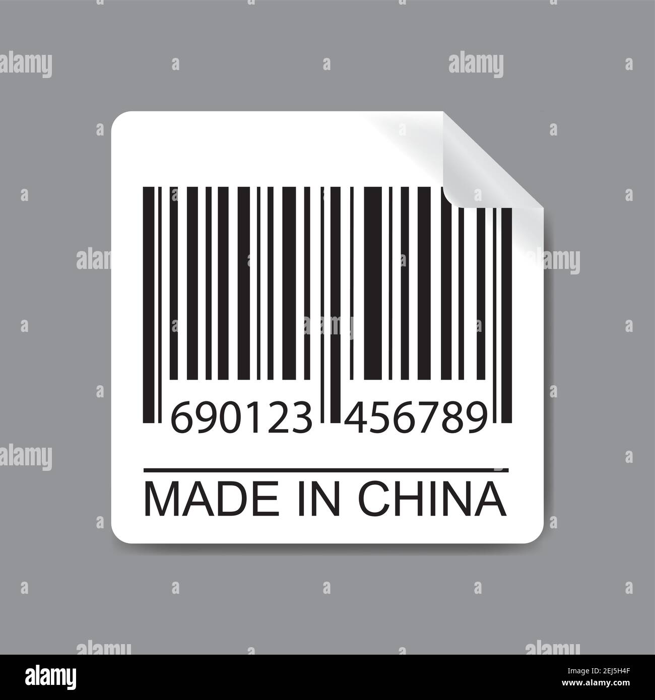 Label with Barcode and textmade in china,stock vector illustration
