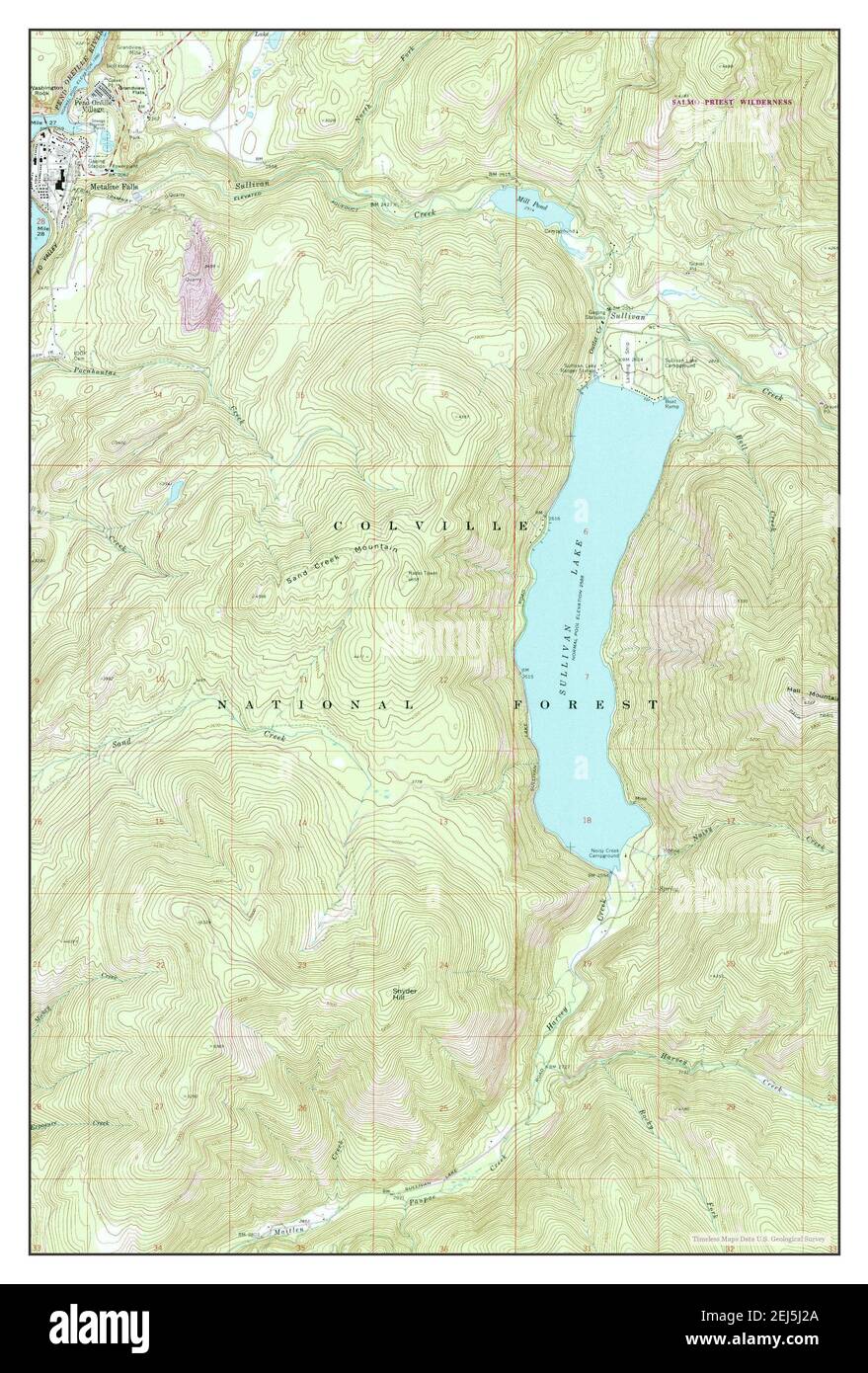 Metaline Falls, Washington, map 1967, 124000, United States of America