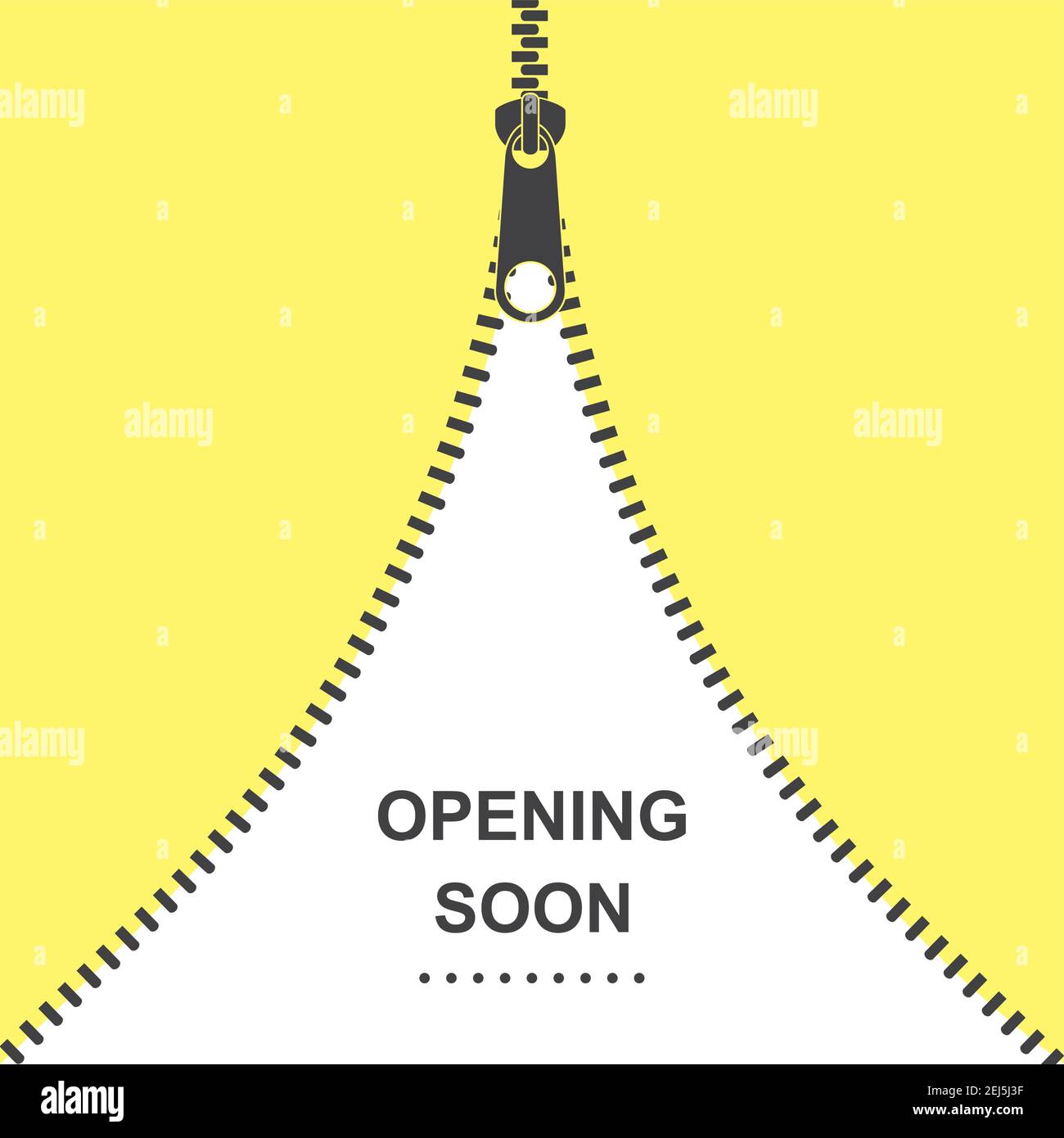 Open zipper,opening soon text,Banner template.Flat vector illustration