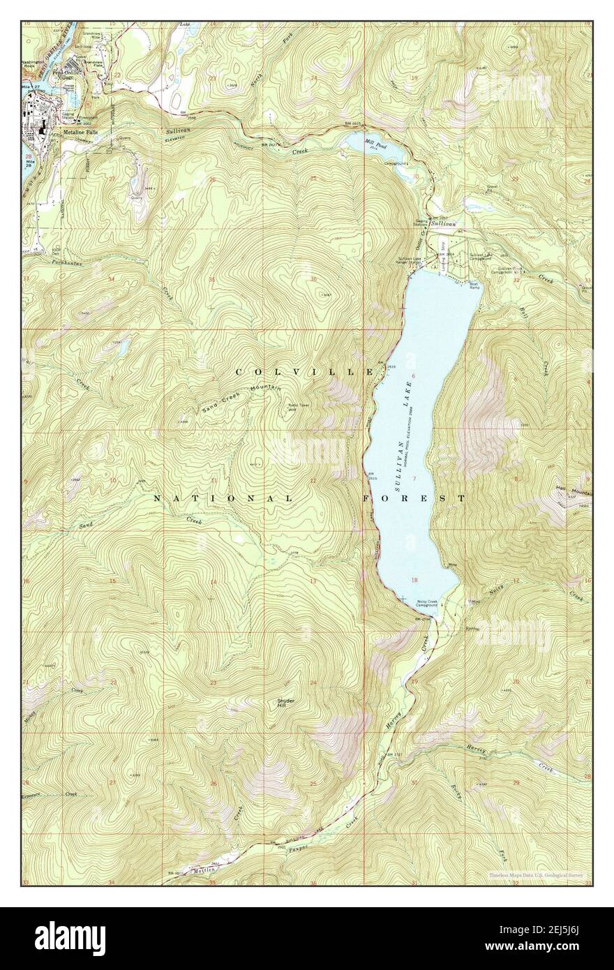 Metaline Falls, Washington, map 1967, 124000, United States of America