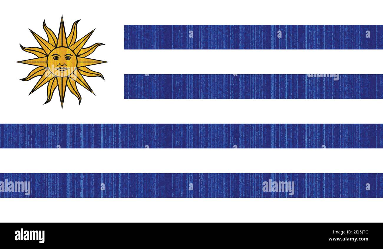 Uruguay flag with waving grunge texture. Vector background. Stock Vector