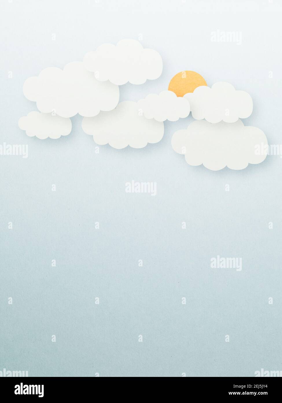 Cloudscape , blue sky with clouds and sun , paper art style Stock Photo ...