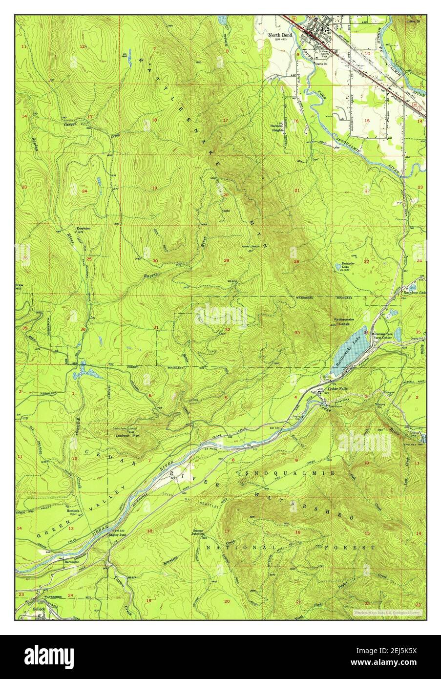 North Bend, Washington, map 1953, 124000, United States of America by