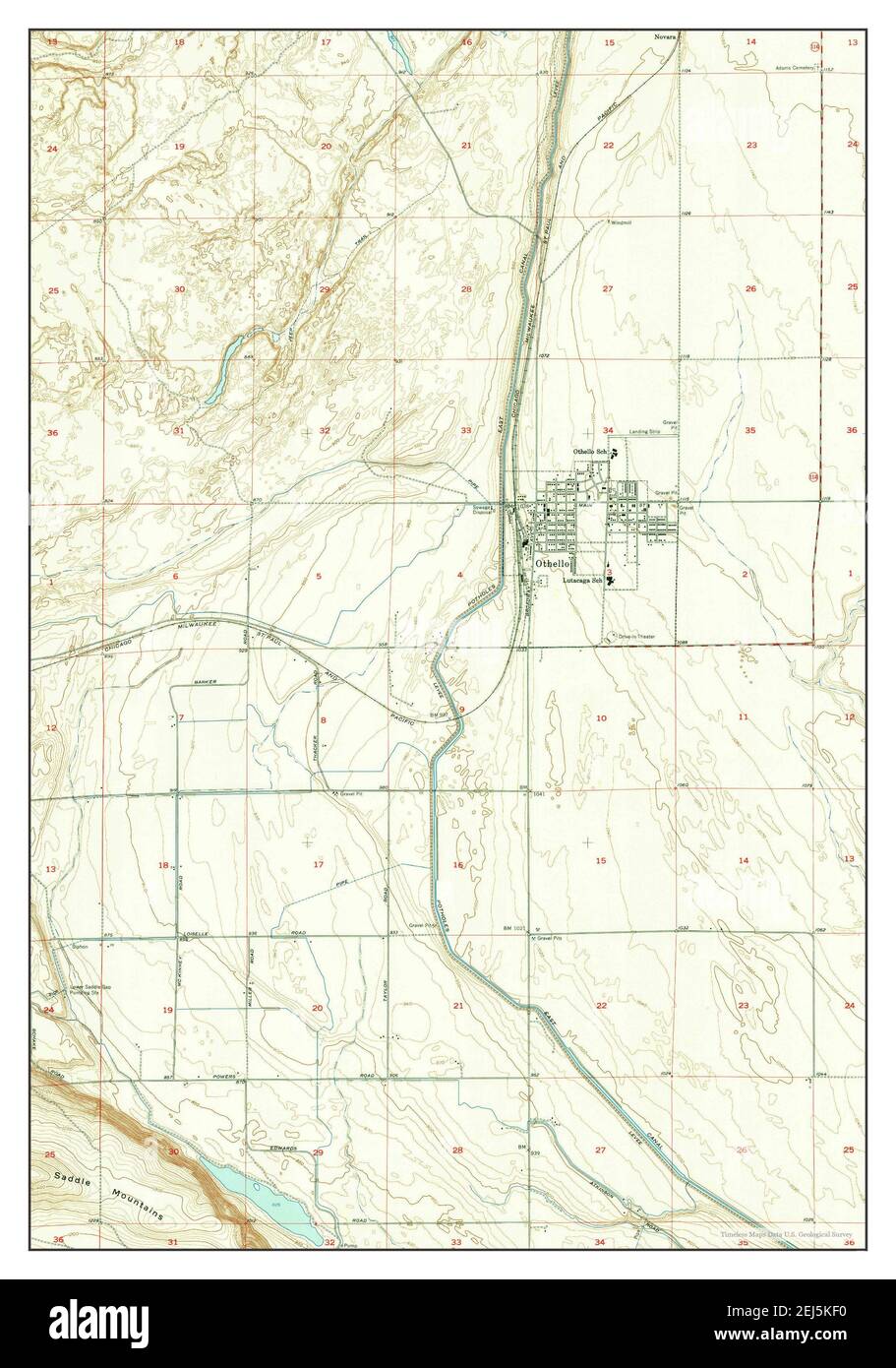 Othello, Washington, map 1954, 124000, United States of America by