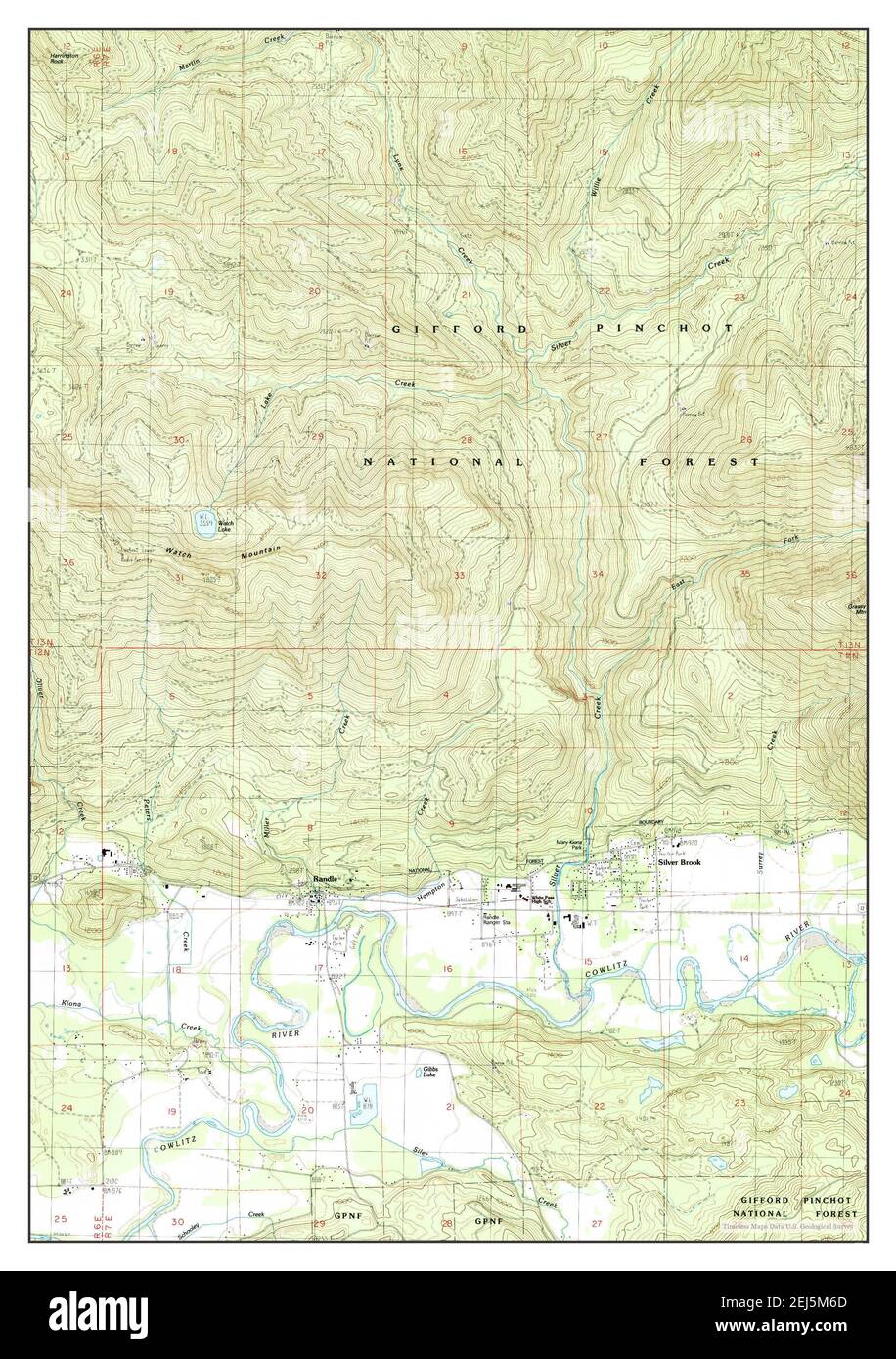 Randle, Washington, map 1989, 1:24000, United States of America by Timeless Maps, data U.S. Geological Survey Stock Photo