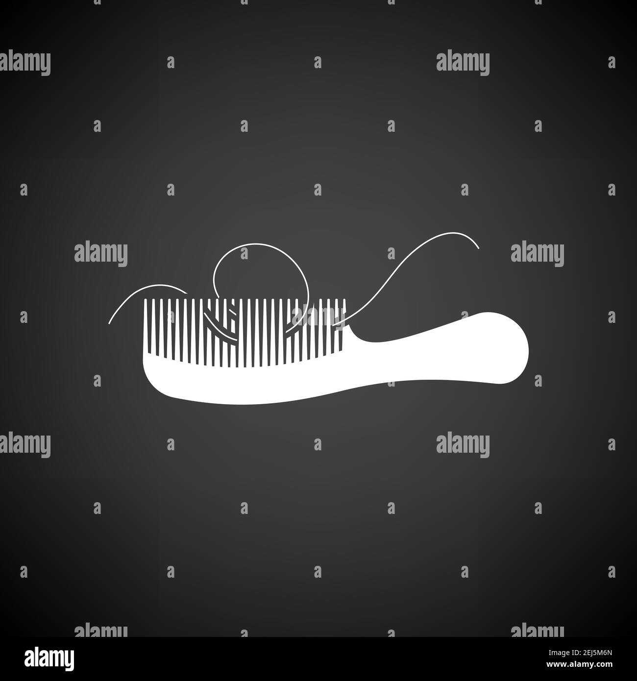 Hair In Comb Icon. White on Black Background. Vector Illustration Stock