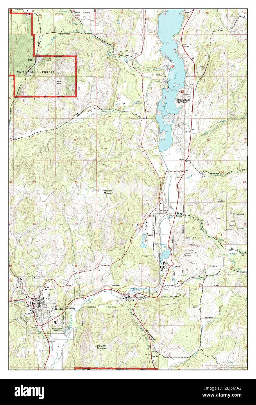 Republic, Washington, map 1992, 124000, United States of America by