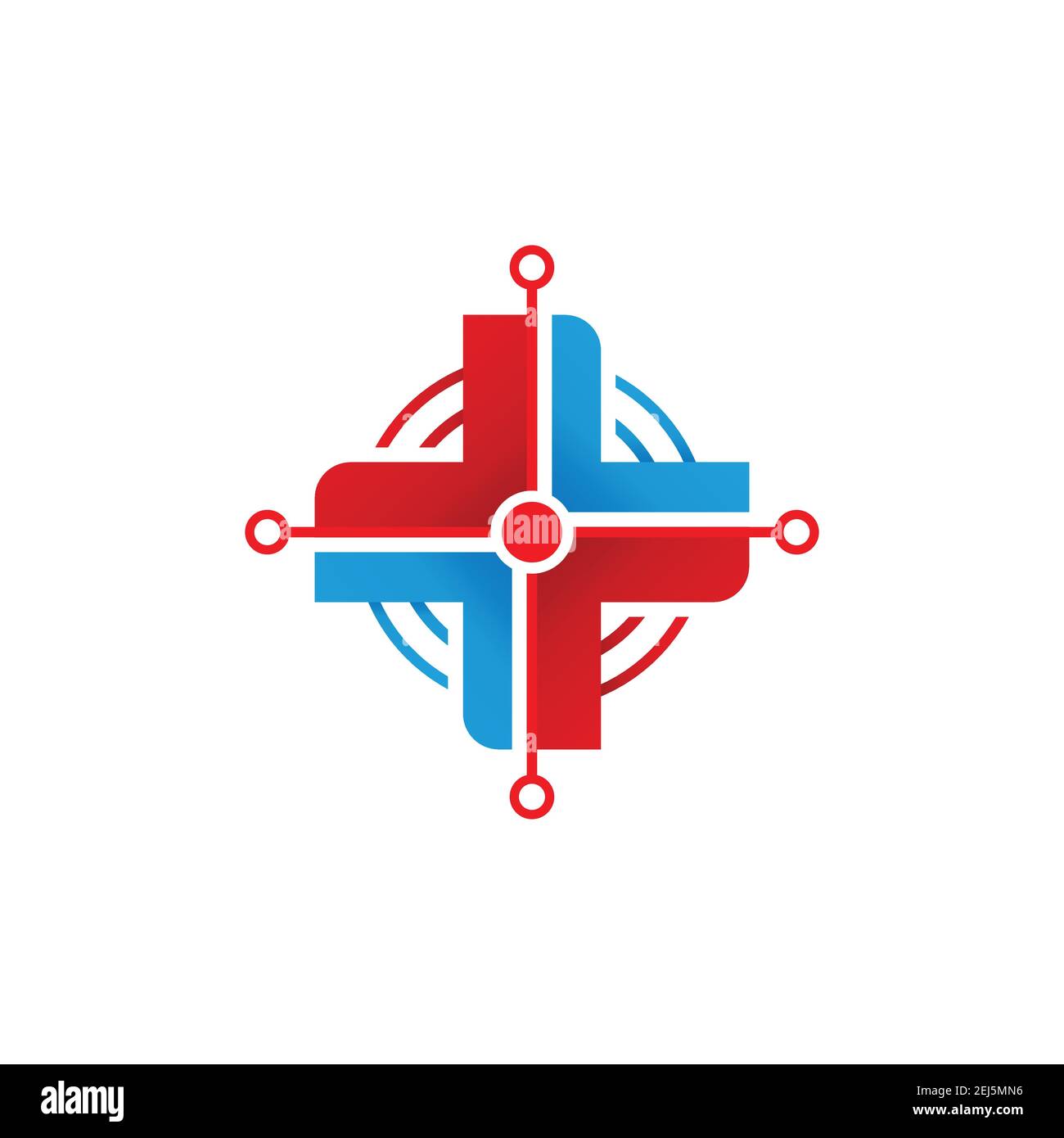 Creative medical cross gradient color logo design image. Medical cross with target icon logo creative modern design healthy logo Stock Vector