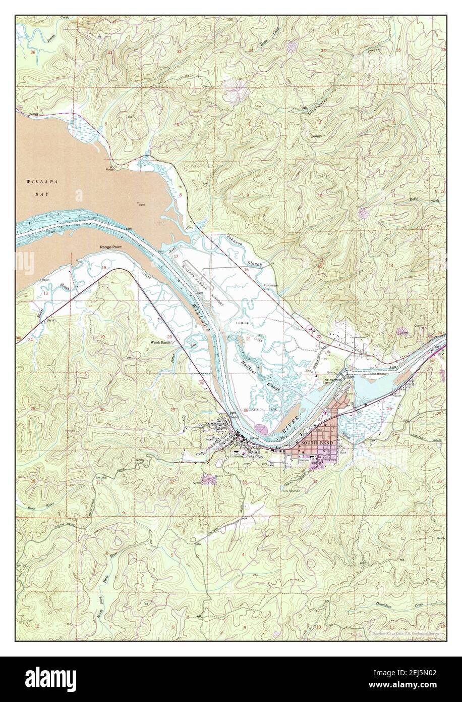 South Bend, Washington, map 1957, 124000, United States of America by