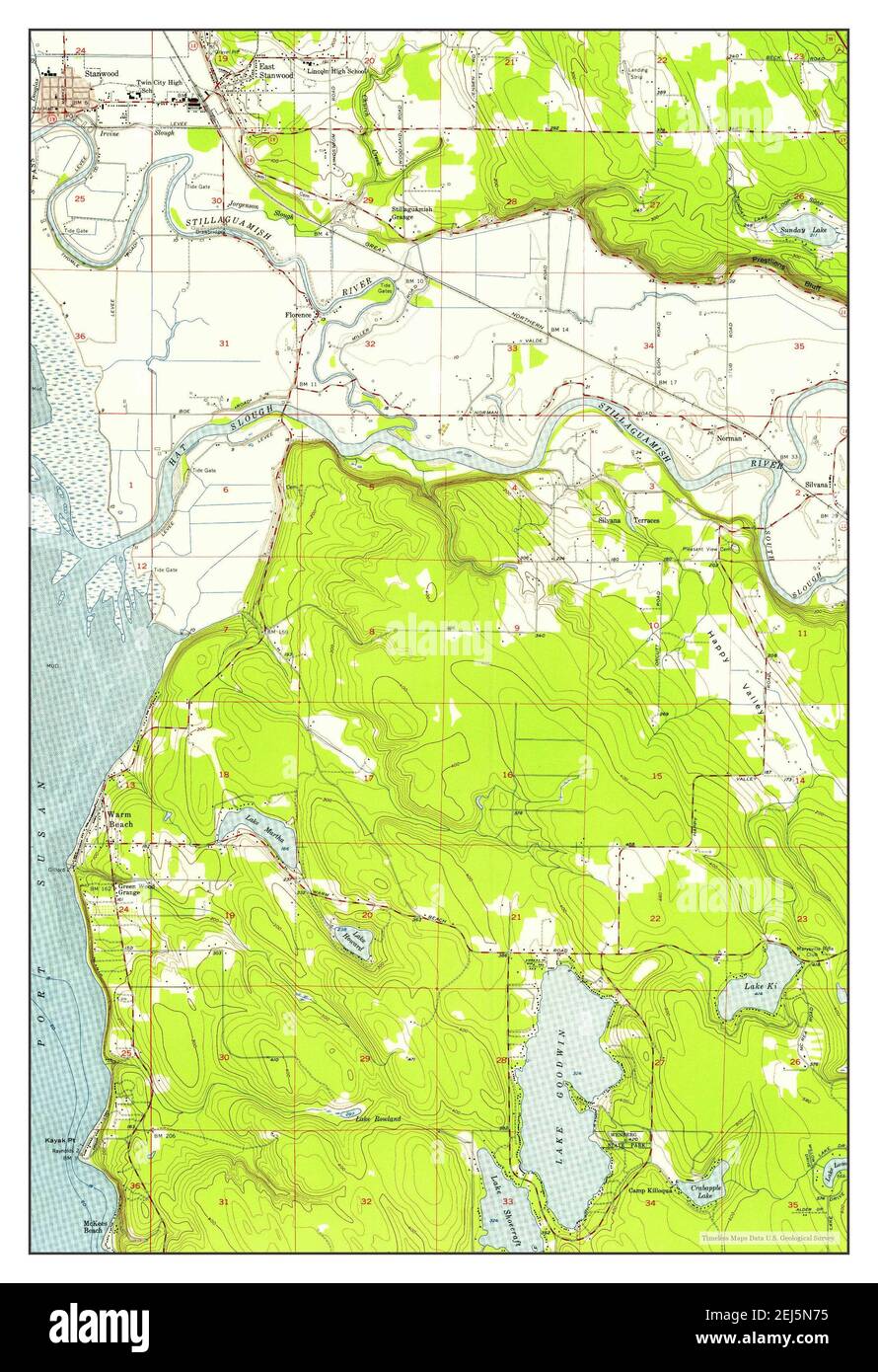 Stanwood, Washington, map 1956, 1:24000, United States of America by Timeless Maps, data U.S. Geological Survey Stock Photo