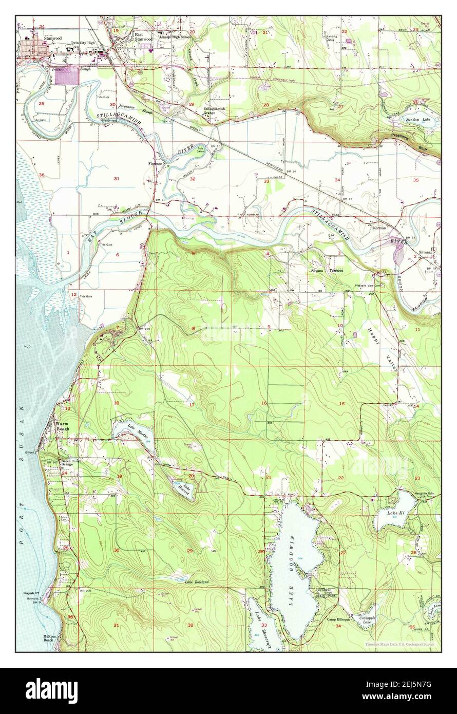 Stanwood, Washington, map 1956, 124000, United States of America by Timeless Maps, data U.S