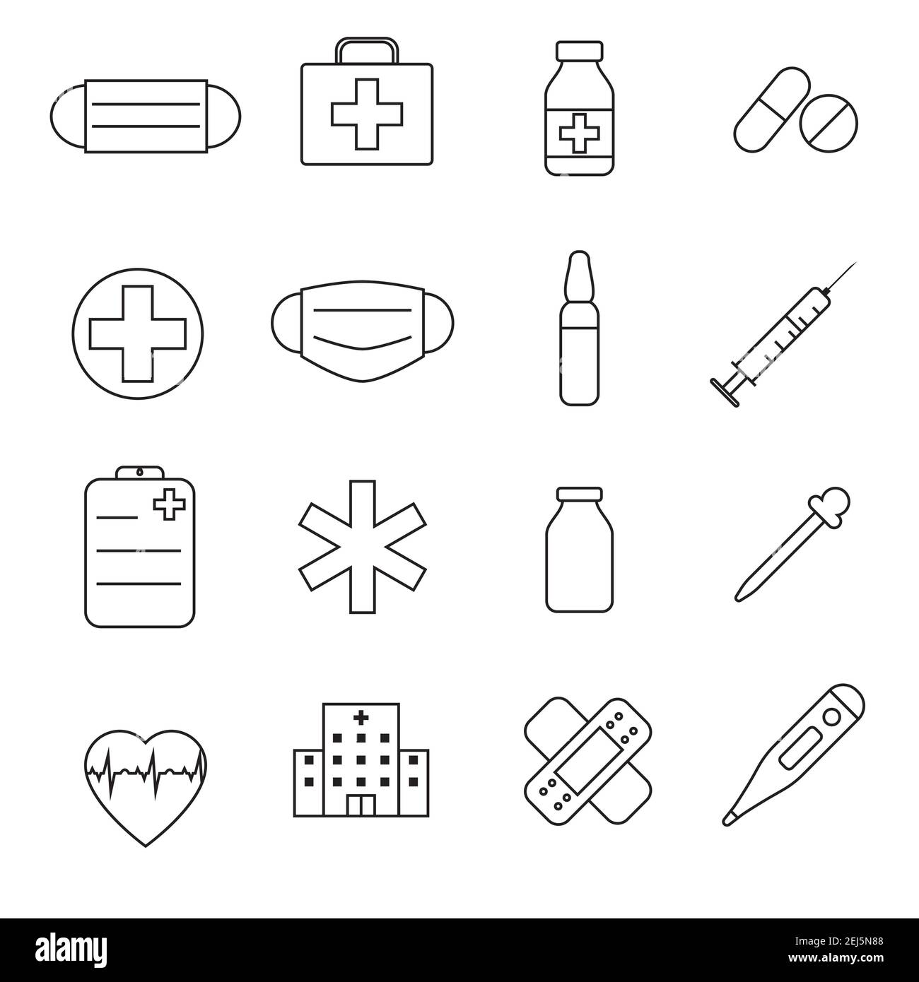 Set of Simple meducal icon in trendy line style isolated on white ...