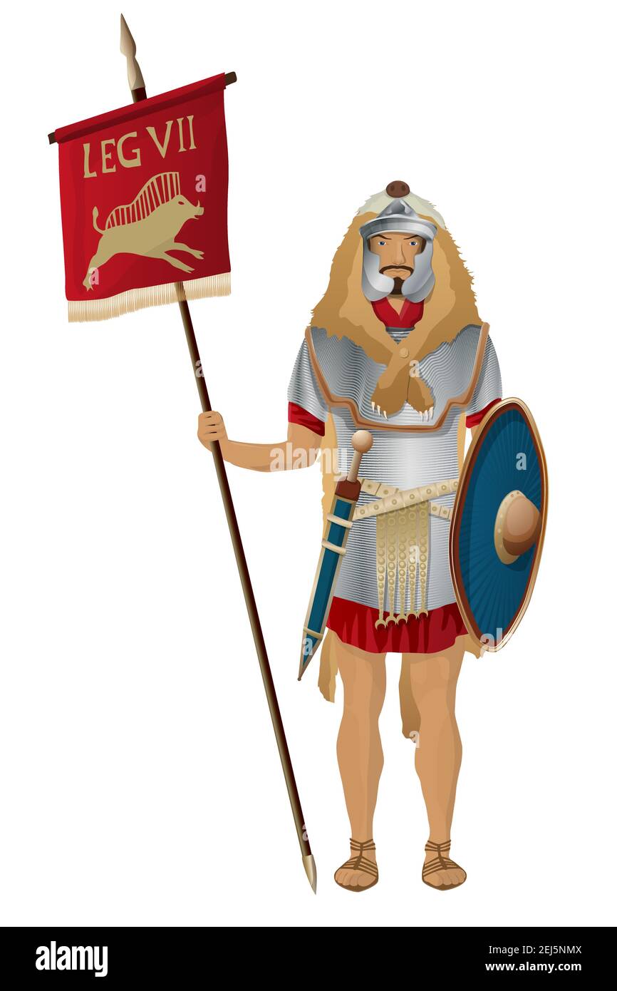 Roman vexillarius soldier vector over white Stock Vector
