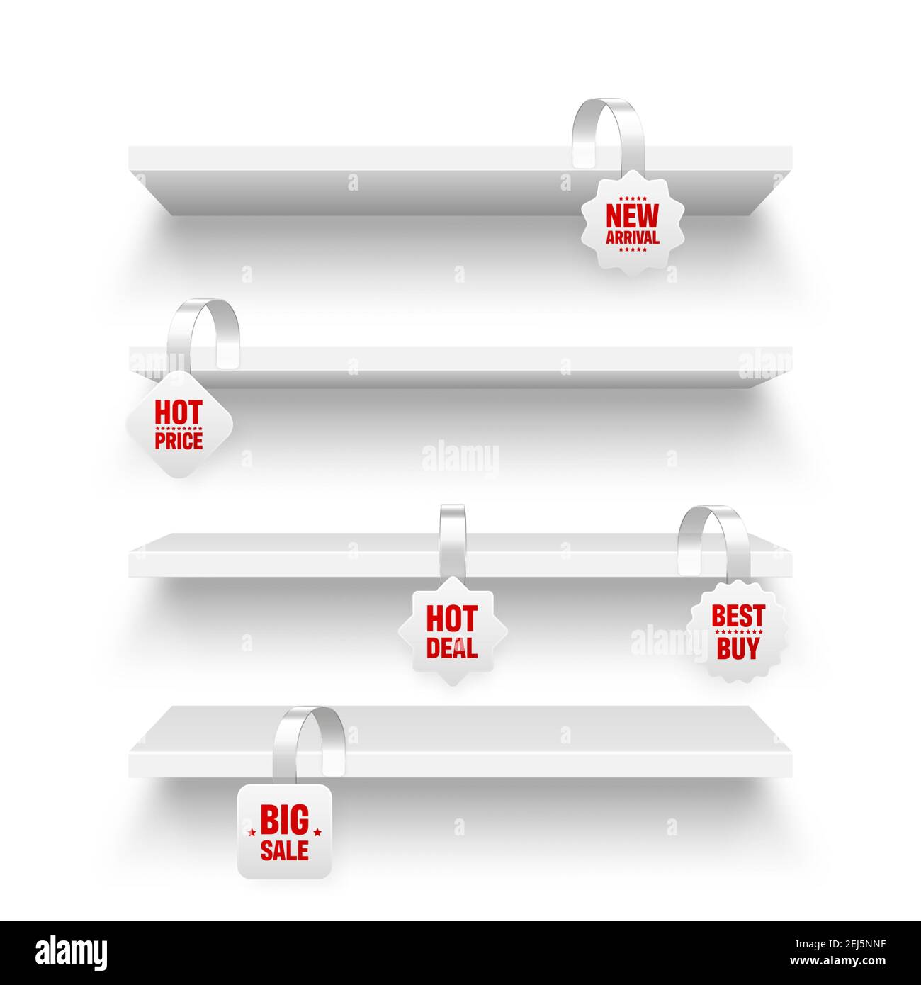 Wobbler In Store Store shelves and supermarket promotional wobblers isolated on white ...
