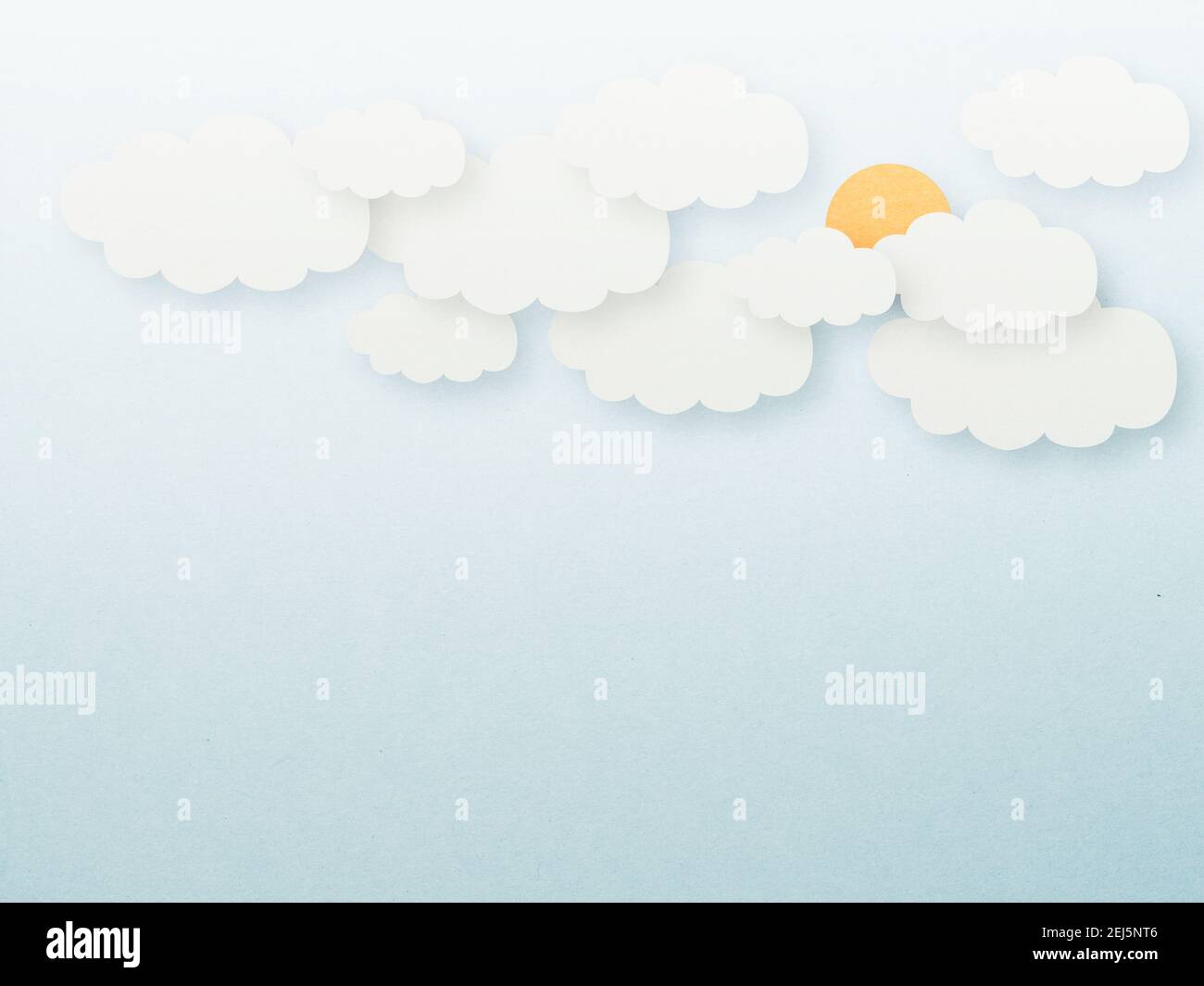 Cloudscape , blue sky with clouds and sun , paper art style Stock Photo ...