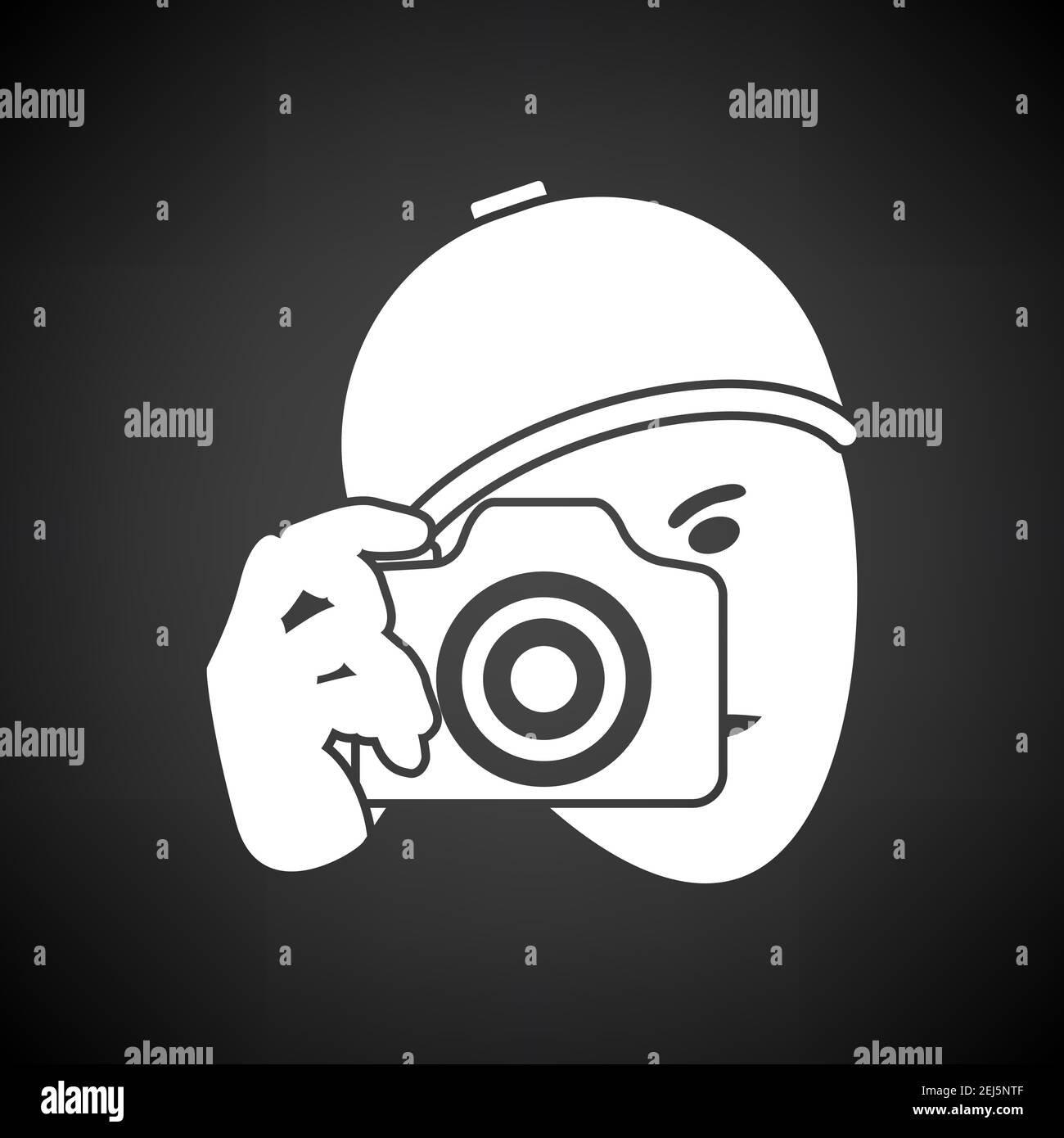 Detective With Camera Icon. White on Black Background. Vector ...