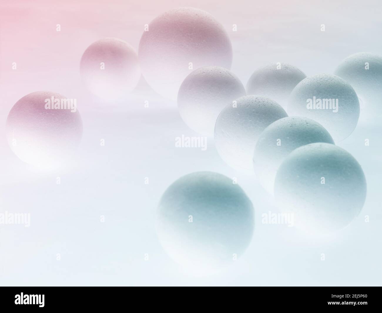 Abstract spheres background on white paper background. Soft light study with white background. Pastel color Stock Photo