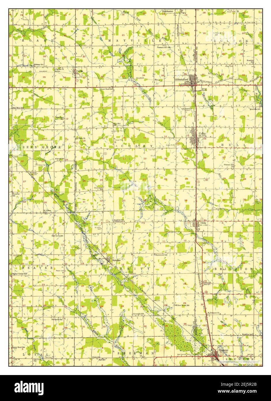 Abbotsford, Wisconsin, map 1953, 148000, United States of America by