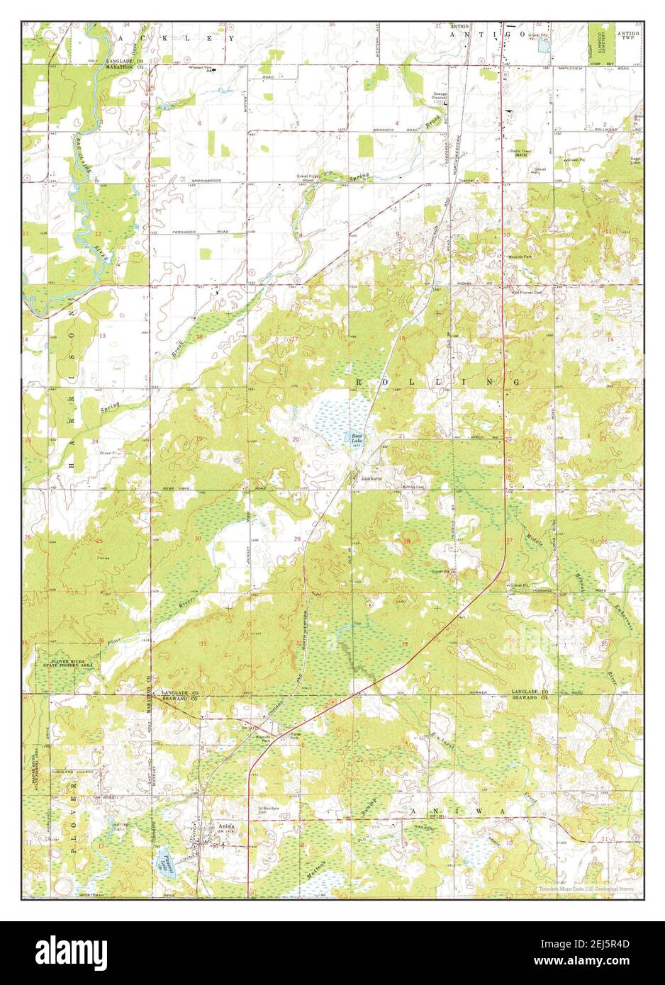 Aniwa, Wisconsin, map 1973, 124000, United States of America by