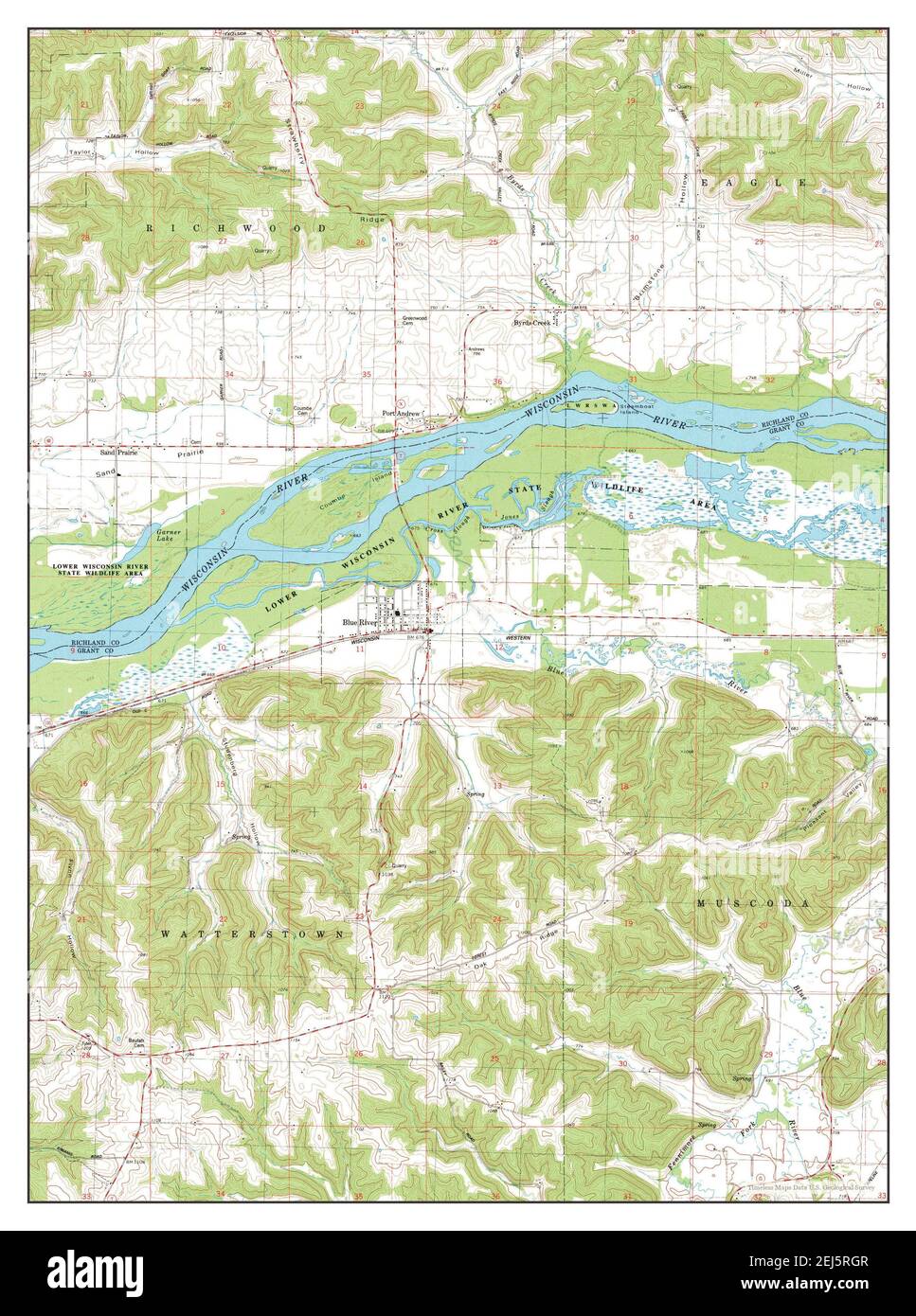 Blue River, Wisconsin, map 1983, 124000, United States of America by Timeless Maps, data U.S