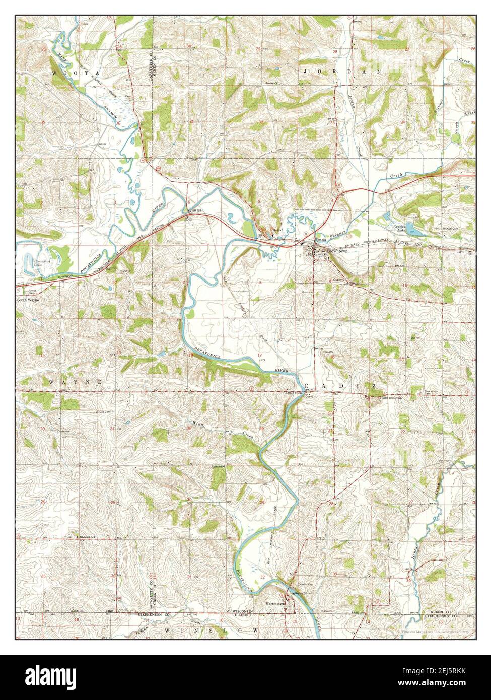 Browntown, Wisconsin, map 1962, 124000, United States of America by Timeless Maps, data U.S