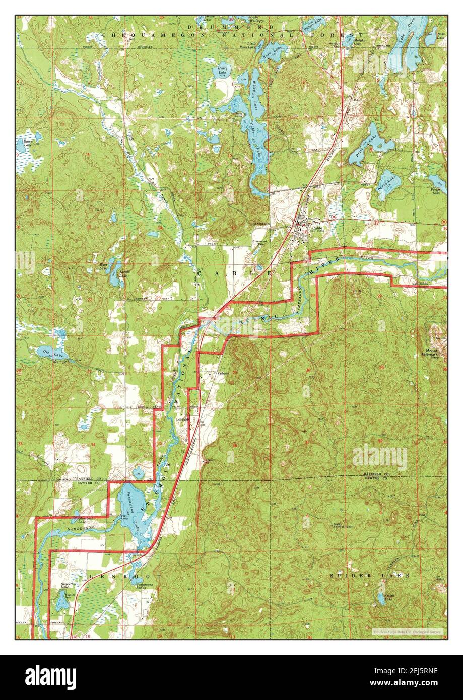 1971 historical map of Cable, Wisconsin