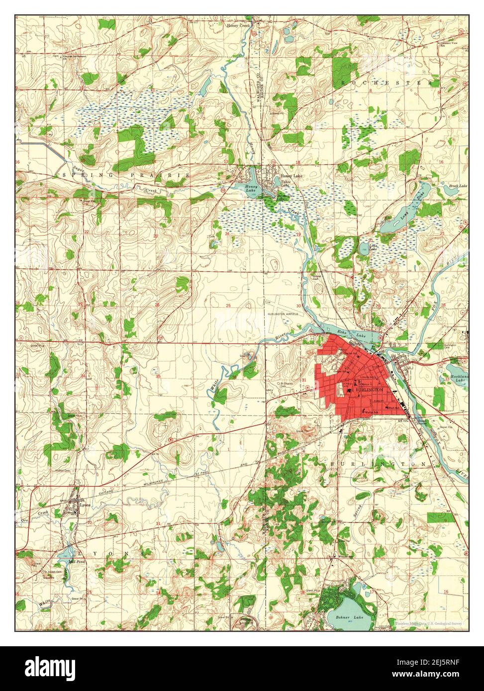 Burlington, Wisconsin, map 1960, 1:24000, United States of America by 