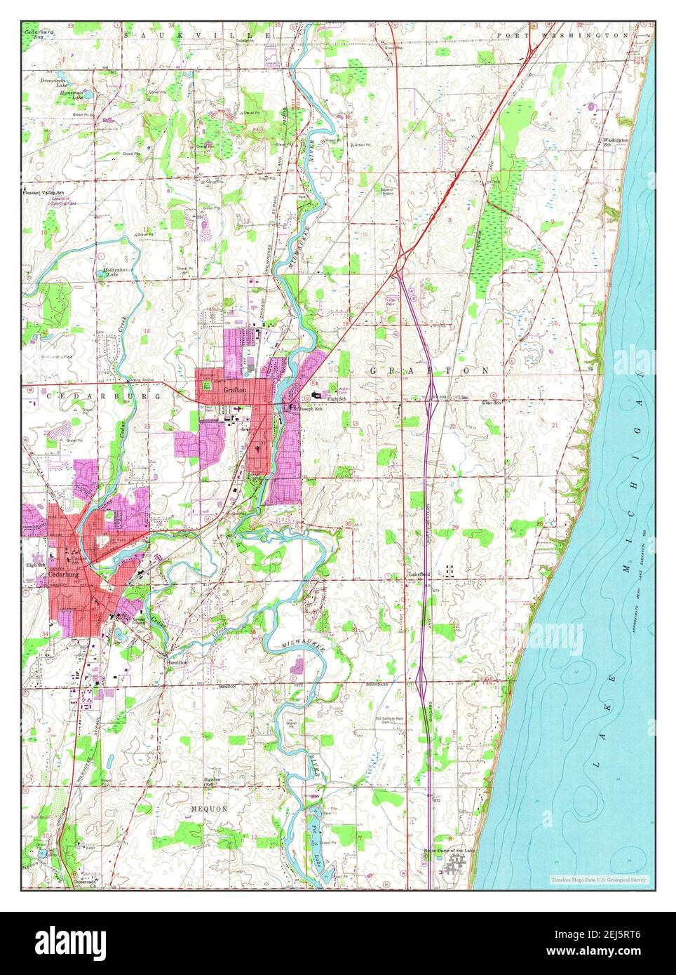 Cedarburg, Wisconsin, map 1959, 124000, United States of America by Timeless Maps, data U.S