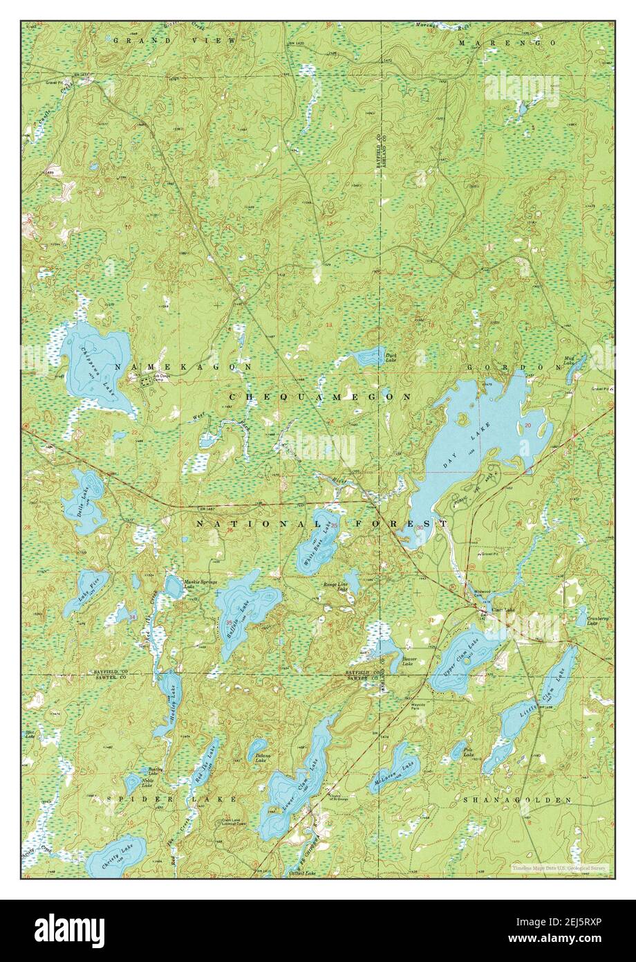 Clam Lake, Wisconsin, map 1971, 124000, United States of America by