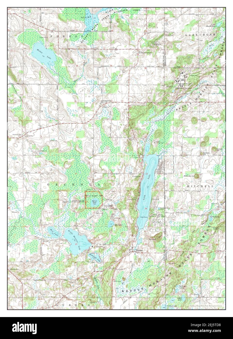 Dundee, Wisconsin, map 1974, 1:24000, United States of America by Timeless Maps, data U.S. Geological Survey Stock Photo
