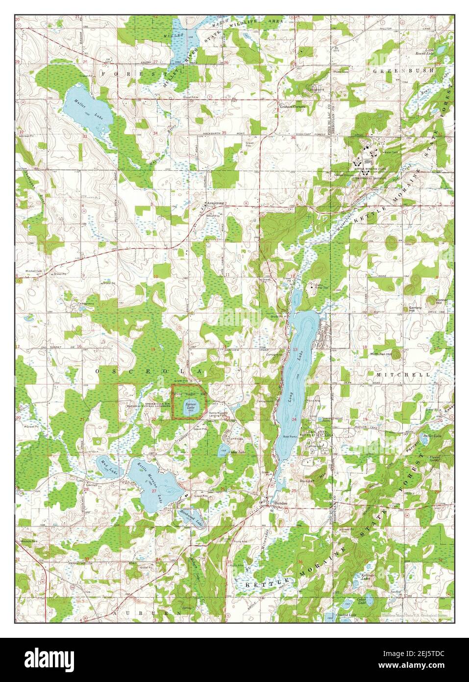 Dundee, Wisconsin, map 1974, 1:24000, United States of America by Timeless Maps, data U.S. Geological Survey Stock Photo