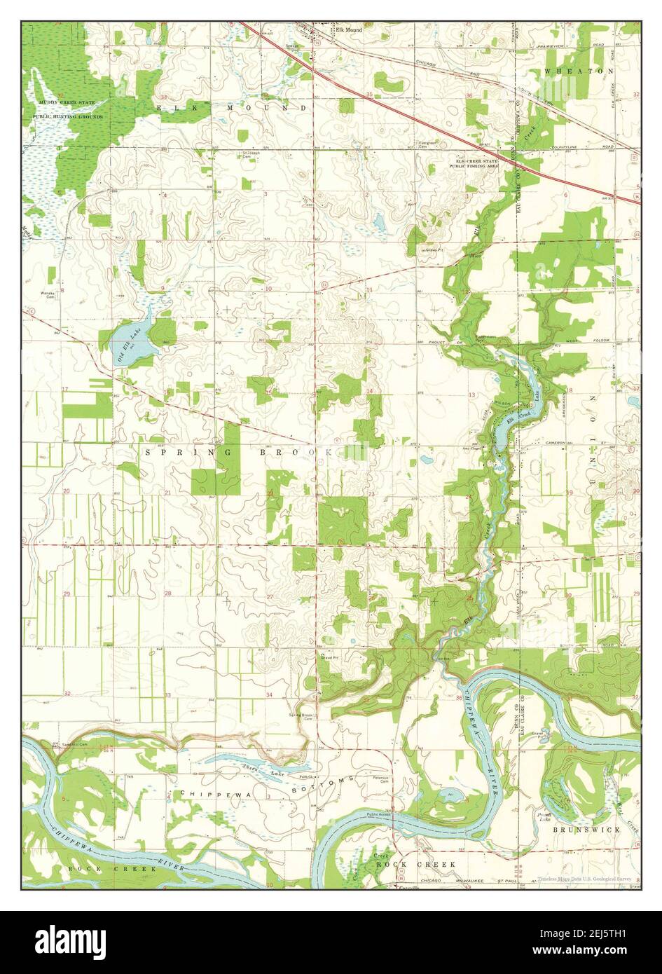 Elk Creek Lake, Wisconsin, map 1972, 124000, United States of America by Timeless Maps, data U