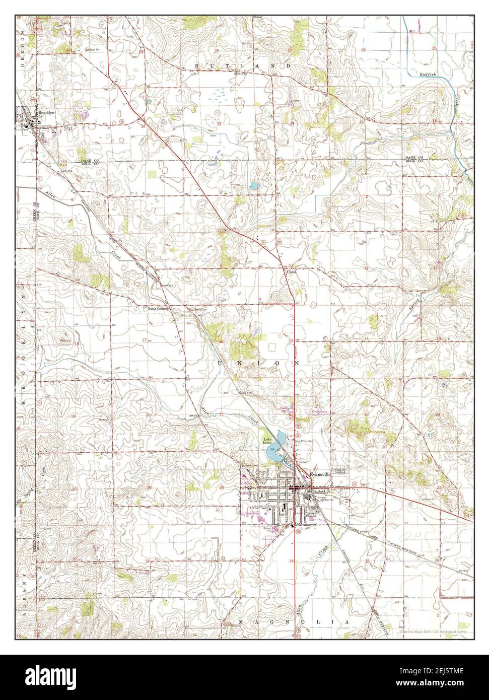 Evansville, Wisconsin, map 1961, 124000, United States of America by Timeless Maps, data U.S
