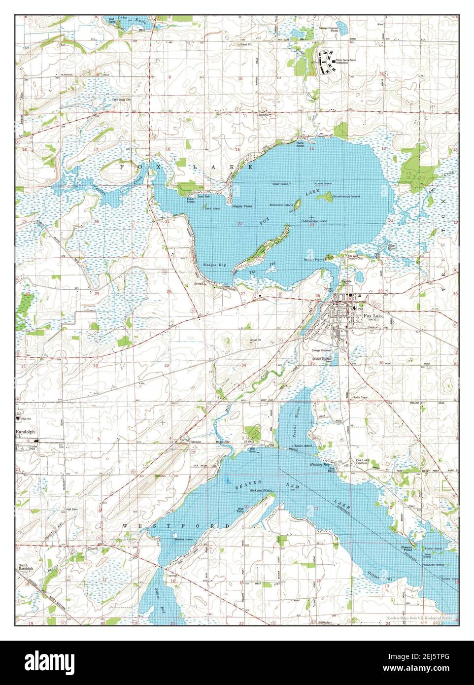 Fox Lake, Wisconsin, map 1980, 124000, United States of America by