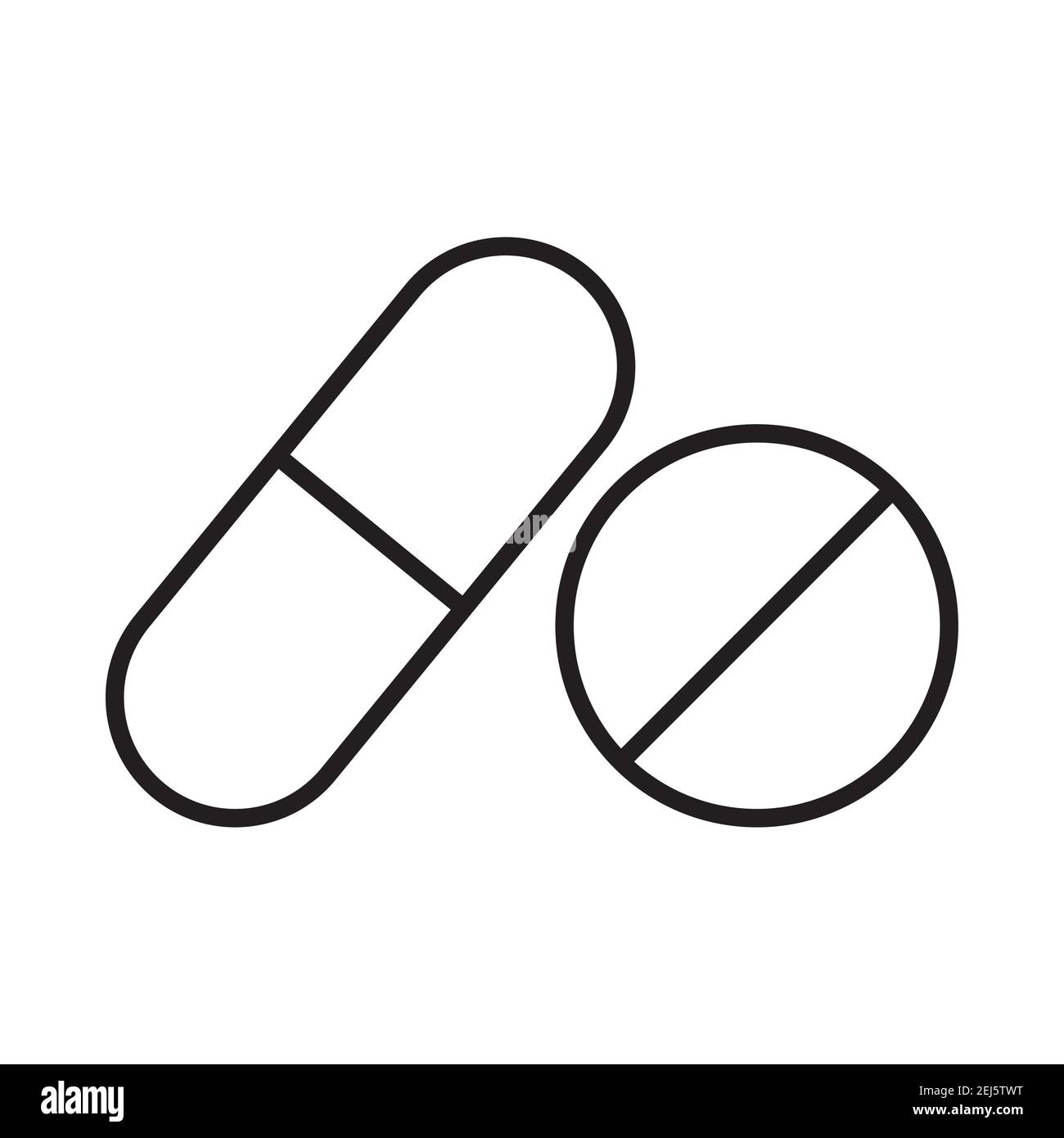 Pills simple medical icon in trendy line style isolated on white ...